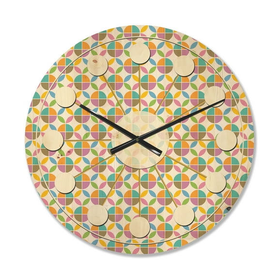 Designart 'Geometrical Retro Design VIII' Mid-Century Modern Wood Wall Clock