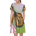 thumbnail image 1 of Fotbe A monarch butterfly Vestido Largo de Moda para Mujer, Vestido Tipo Camiseta con Manga Corta y Estilo Casual a Rayas y Bloques de Color, 1 of 6