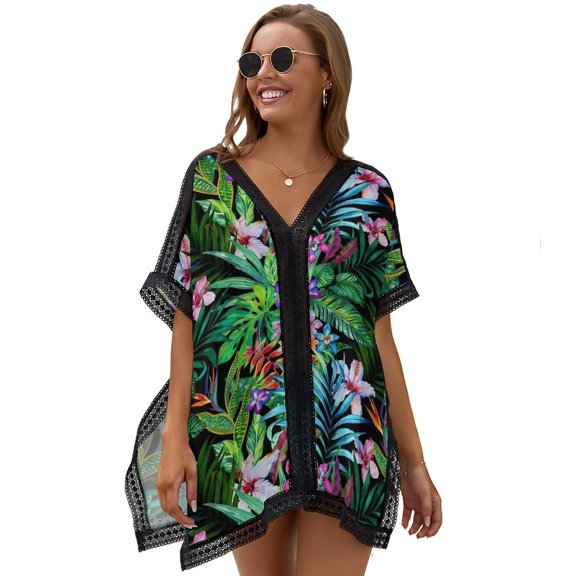 Tropical Fest Women's Swimsuit Coverup Summer Beach Cover Up Bathing Suit Dress