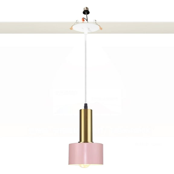 Kiven Modern Can Lights Retrofit Recessed Lighting with E26 Power Outlet Adapter, 4/5 Inch Replacement Conversion Kit, Farmhouse Pendant Lighting for Hallway Kitchen,1 Light,Pink