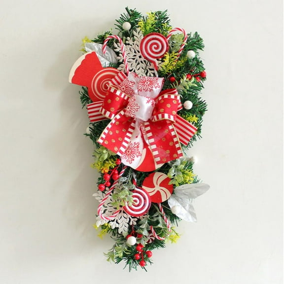 Esaierr Christmas Teardrop Christmas Upside down Tree Christmas Door Hanging Christmas Candy Upside down Tree Wall Decoration