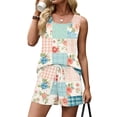 thumbnail image 6 of JULMCOMO 2 Piece Sets for Women Square Neck Floral Print Beach Vacation Lounge Outfits Drawstring 2026 Cruise Summer Clothes with Pockets Cyan 2XL, 6 of 8