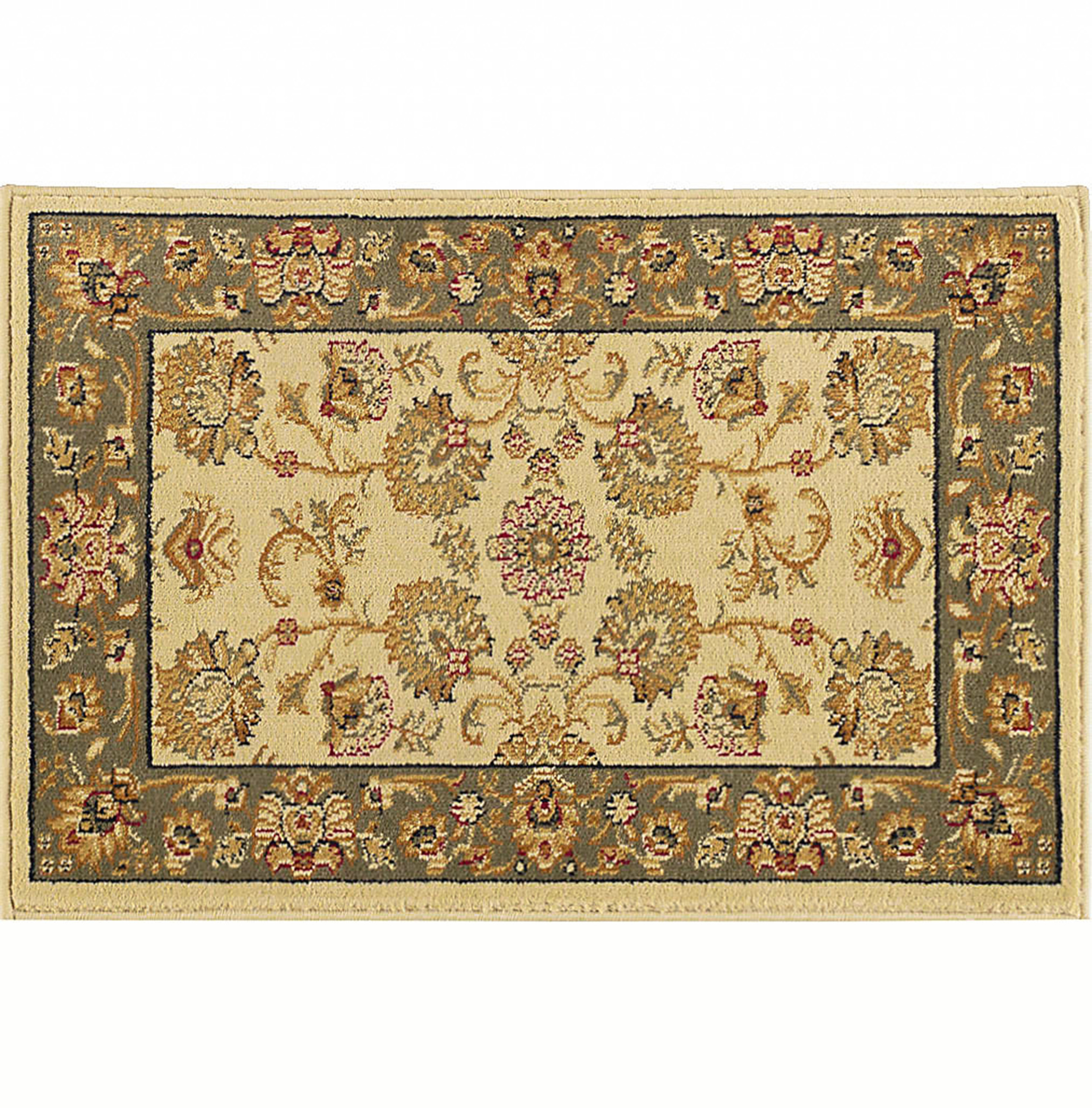 Sensation Transitional 2' x 3' Ivory and Moss Green Polypropylene Indoor Area Rug