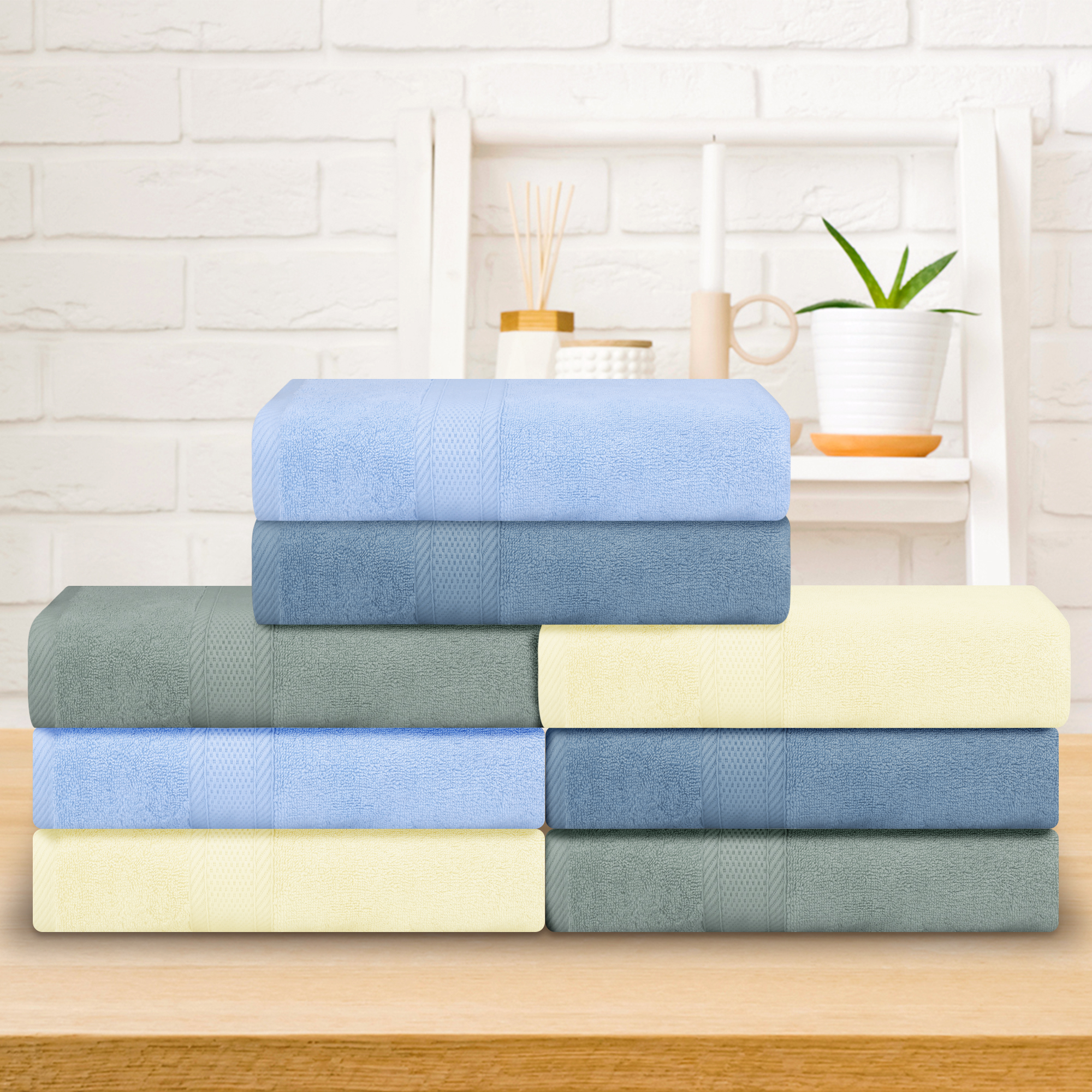 Unique Bargains Cotton 2 Pack Bath Towels Set Quick Dry and Highly Absorbent for Bathroom Dark Blue 28" x 56"