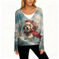 thumbnail image 5 of Women's Fashion Long Sleeve Christmas Snowman Snowflake Print Jacket Cardigan for Holiday Party and Casual Daily Wear,Light Blue,M, 5 of 5