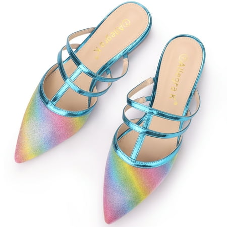 

Unique Bargains Women s Glitter Pointed Toe Flats Mules