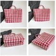thumbnail image 5 of NexTorq Gingham Plaid PVC Tote Bag for Women, Letters Print Handbag Waterproof Plastic Hobo Handbag Summer Tote for Beach, Pool & Ideal Gift, Red, 5 of 7