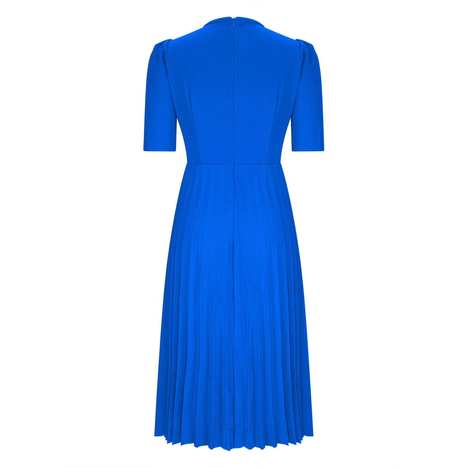 AOOCHASLIY Ladies Dress Clothes Women Solid Color Round Neck Temperament Crimping Waist Retraction Fashion Dress
