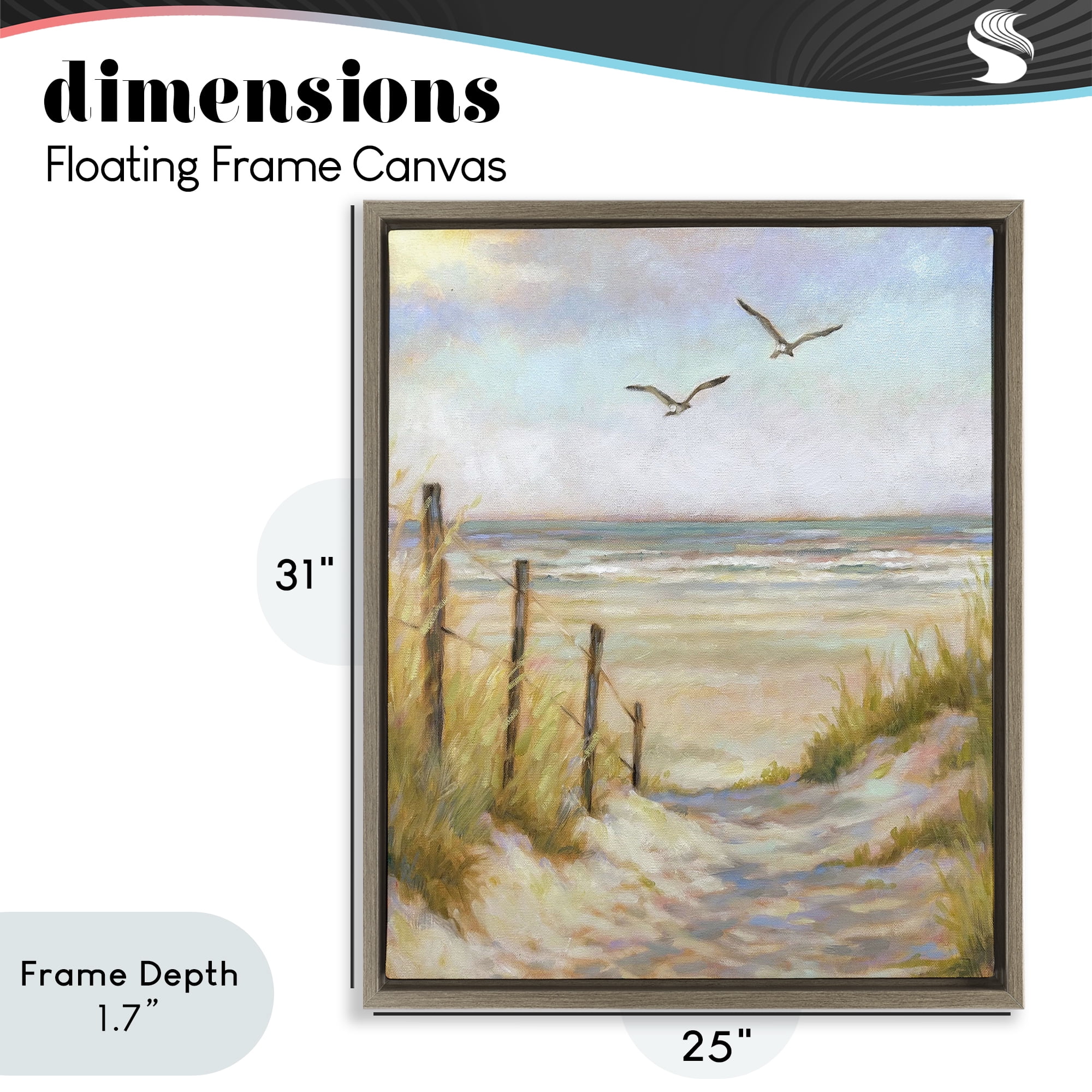 Stupell Industries Tranquility Beach Coastal Path Brown Framed Floater Canvas Wall Art, design by Linda Sperruzzi