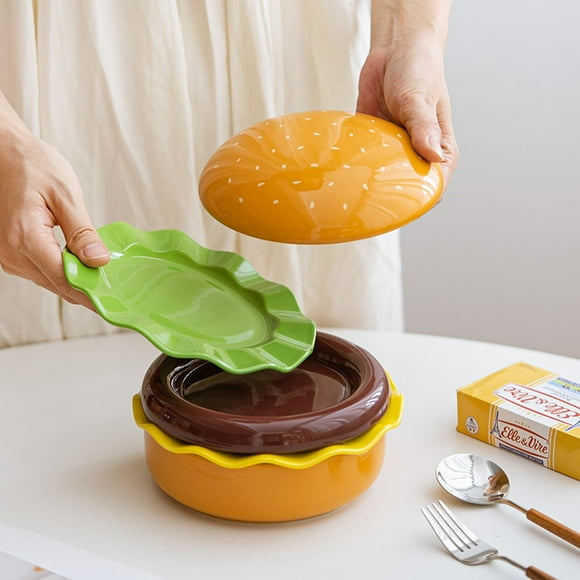 WKWeiS Originality Ceramic Tableware Gifts Household Dinner Tray Sum Tray Hamburger Tableware Deals of The Week