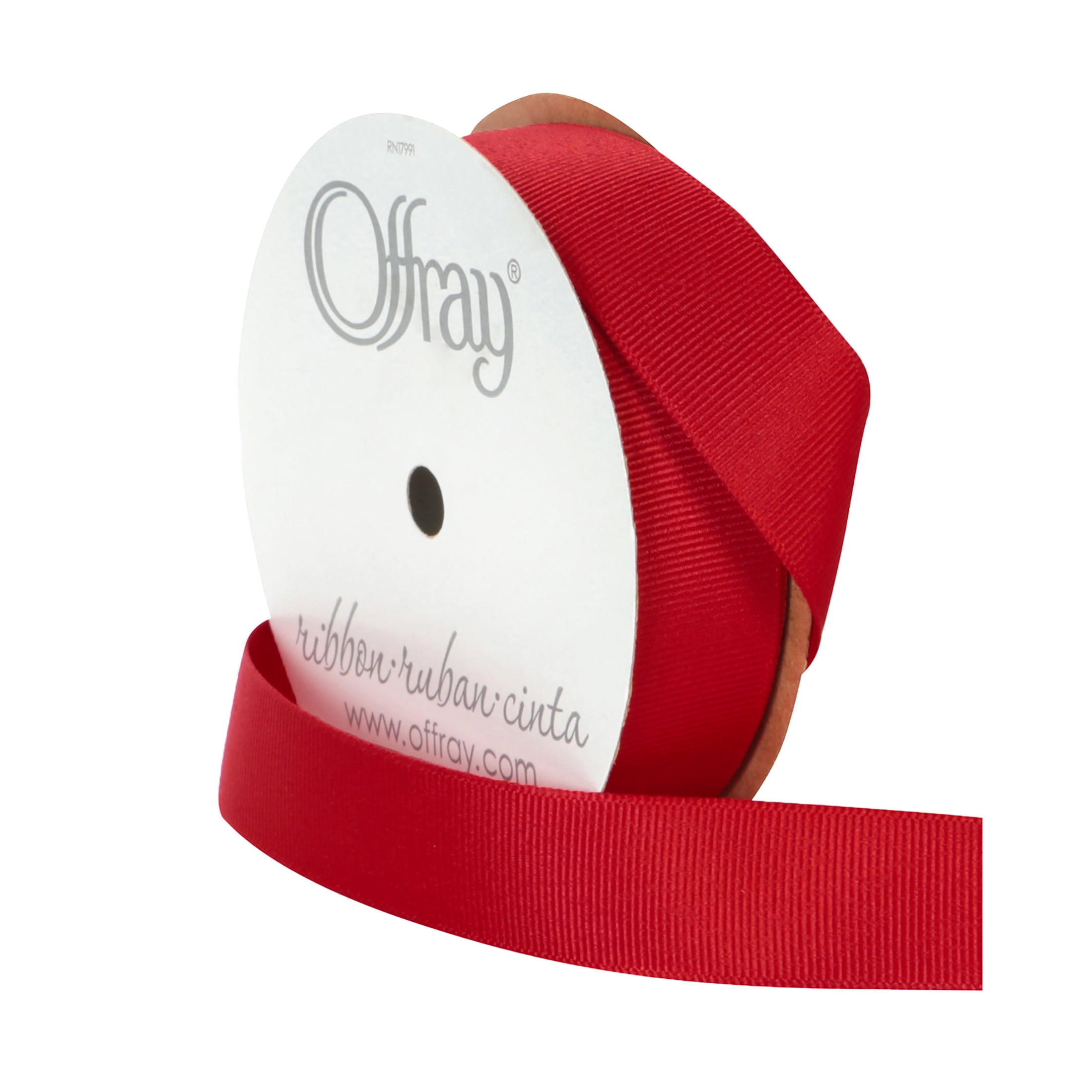 (3 pack) Offray Ribbon, Red 7/8 inch Satin Grosgrain Polyester Ribbon for Sewing, Crafts, and Gifting, 9 feet, 1 Each