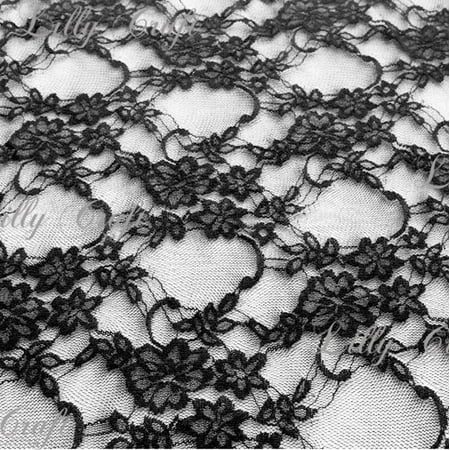 Black Giselle STRETCH Lace 58 Inch Fabric Sold by the Yard