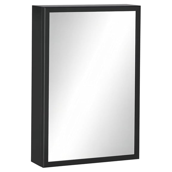 Wall-Mounted Medicine Cabinet with Mirror, Stainless Steel Bathroom Mirror Cabinet Wall Mounted with Storage Shelves for Living Room and Laundry Room, Black