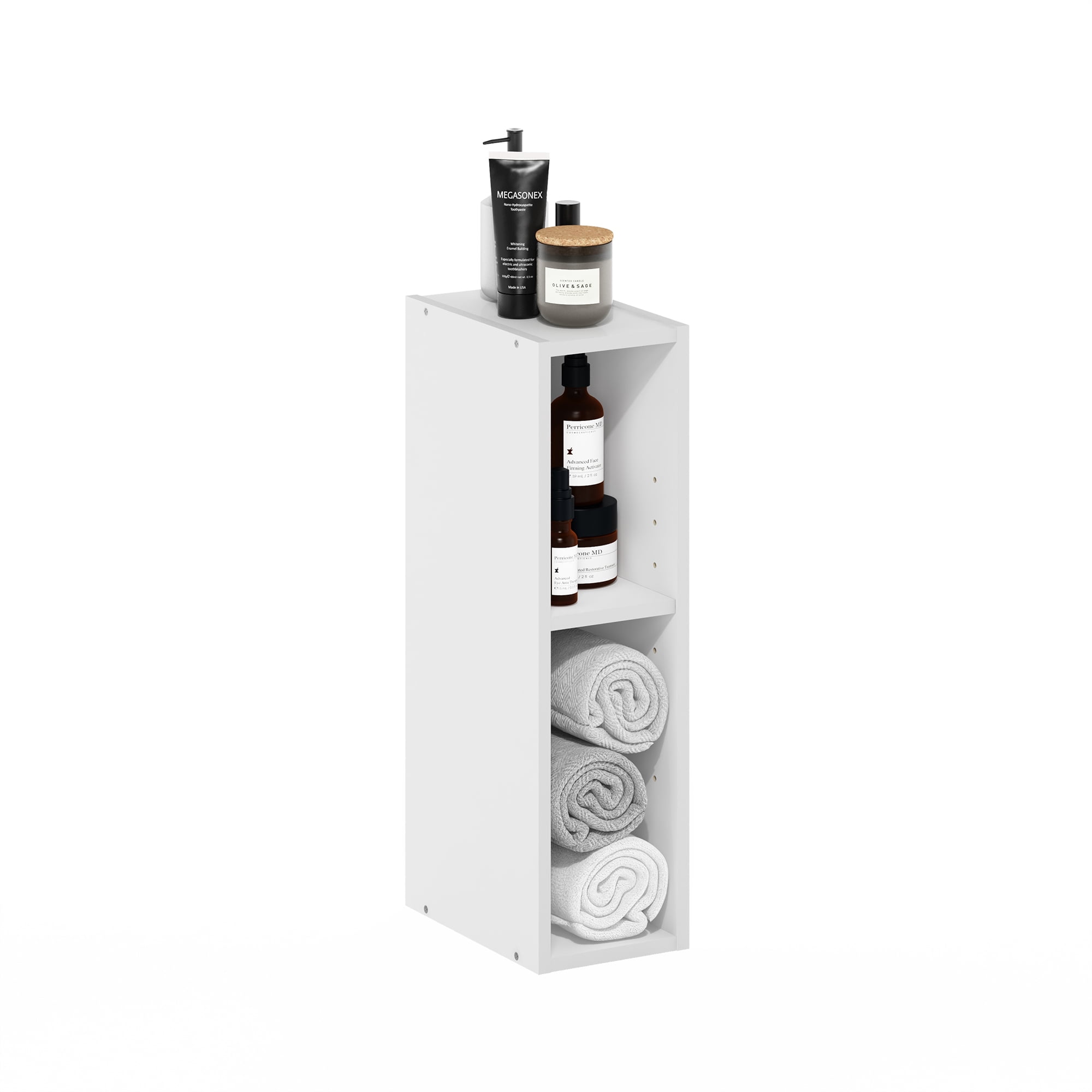Furinno Fulda 2-Tier Space Saving Storage Shelf Bookcase, 6-Inch Width, White
