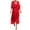 Red, variant on Kmdttou Women's Short Sleeve Loose Plain Dresses Women's Casual Solid Color Lace Up Irregular Long Dress