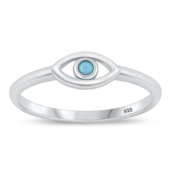 Wholesale Evil Eye Ring .925 High Polished Sterling Silver Band Jewelry Female Male Unisex Size 5