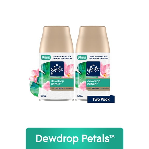 Glade Automatic Spray Air Freshener Refill, Dewdrop Petals, 6.2oz 2pk