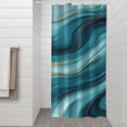 thumbnail image 2 of Blue and Gold Marble Shimmer Waves Pattern Shower Curtain 36"x72" ,Bathroom Decorative Shower Curtains Set with 12 Hooks,Modern Waterproof Washable Shower Curtain, 2 of 6
