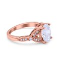 thumbnail image 2 of Rose Tone, Simulated Cubic Zirconia Size-5 Oval Art Deco Wedding Engagement Bridal Ring Accent Vintage 925 Sterling Silver, 2 of 7