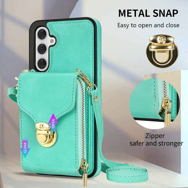 Women Fashion PU Leather iPhone Cases with Crossbody Strap- Faux Leather