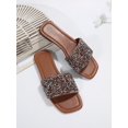 thumbnail image 3 of Women Rhinestone Decor Flat Sandals, Glass Slide Sandals, 3 of 4