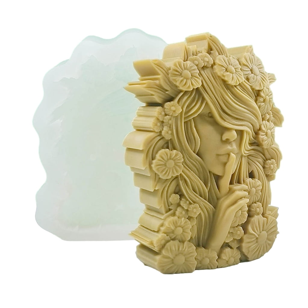 3D Candle Silicone Mold Handmade Whispering Girl Statue Craft Plaster Resin Candle Making Tool Soap Plaster Mould Decor
