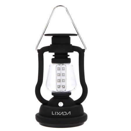 Lixada 120 Lumens 16 LEDs Outdoor Portable Water Resistant Rechargeable Hand Crank Camping Lantern Solar Camping Light Lamp for Hiking Camping
