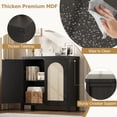thumbnail image 4 of 31.5-pulgada negra small rattan buffet gabinete kitchen coffee bar gabinete con doors adjustable estantes y handle para kitchen/sala de estar in boho estilo rural style, 4 of 6