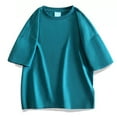 thumbnail image 2 of HOOMEUMY Men's Summer Round Neck Short Sleeve T-Shirt Baggy Loose Solid Color Tee Shirt Femme Oversized Cotton Tunic Tops Blue S, 2 of 7
