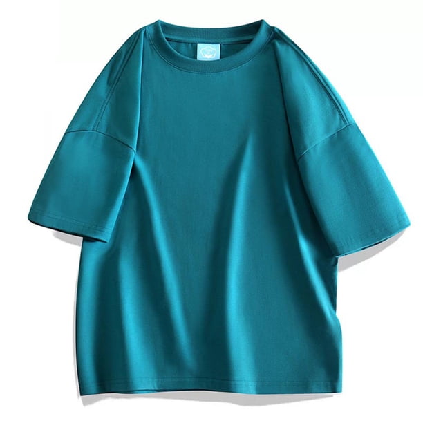 pstuiky camisetas de hombre, Blusa informal de manga corta con cuello redondo y color liso para hombre camisas casuales para hombre m