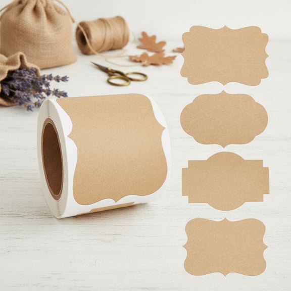 2" x 3" Kraft Label Stickers Writable Gift Labels, 200PCS Self-Adhesive Brown Labels for Essential Oil Bottle, Jars, Food Storage or Gift Decoration