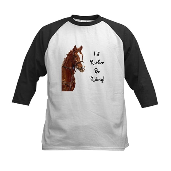 CafePress - Id Rather Be Riding! Horse Kids Baseball Jersey - Kids Cotton Baseball Jersey, 3/4 Sleeve Shirt