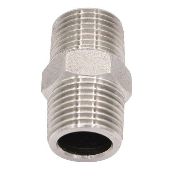 Hex Nipple 1/2" Male NPT - DERNORD Stainless Steel 304 Threaded Pipe Fitting 1/2” for Brew Kit, Home Piping Application, Pack of One