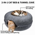 thumbnail image 5 of Gamexcel Cat Tunnel Bed for Indoor Cats, 24 Inch Felt Peekaboo Cat Cave, Washable Donut Hideaway Bed, Dark Gray, 5 of 7
