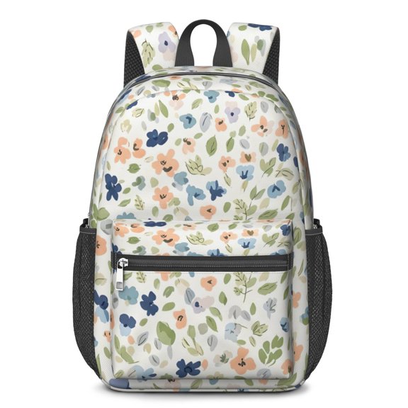 Pioneer Flower Floral Print Pattern 17" School Backpacks for Teens,Waterproof Oxford Fabric,S-Shape Padded Straps for School,Travel,Hiking,Camping