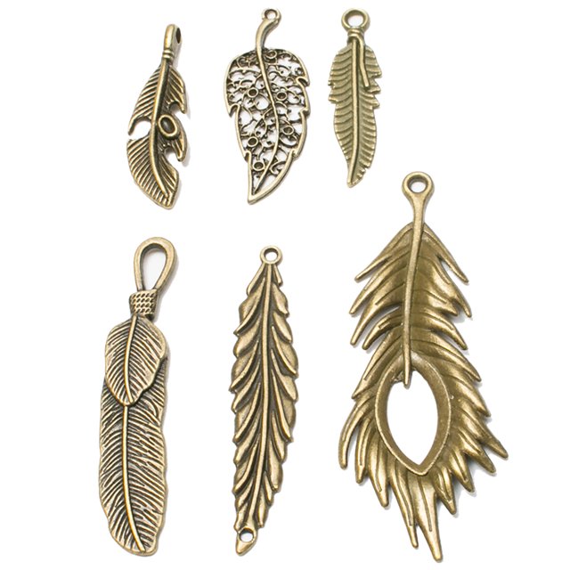 Coofit 18PCS Jewelry Charm DIY Assorted Leaf Shape Necklace Charm Bracelet Pendant