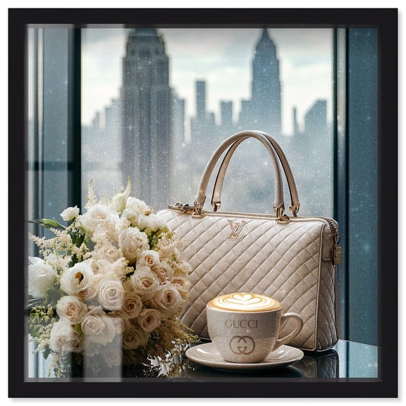 Glam by the Window New York Shadowbox Print Fashion Art Prints by Art Remedy, Black Frame, 12 x 12