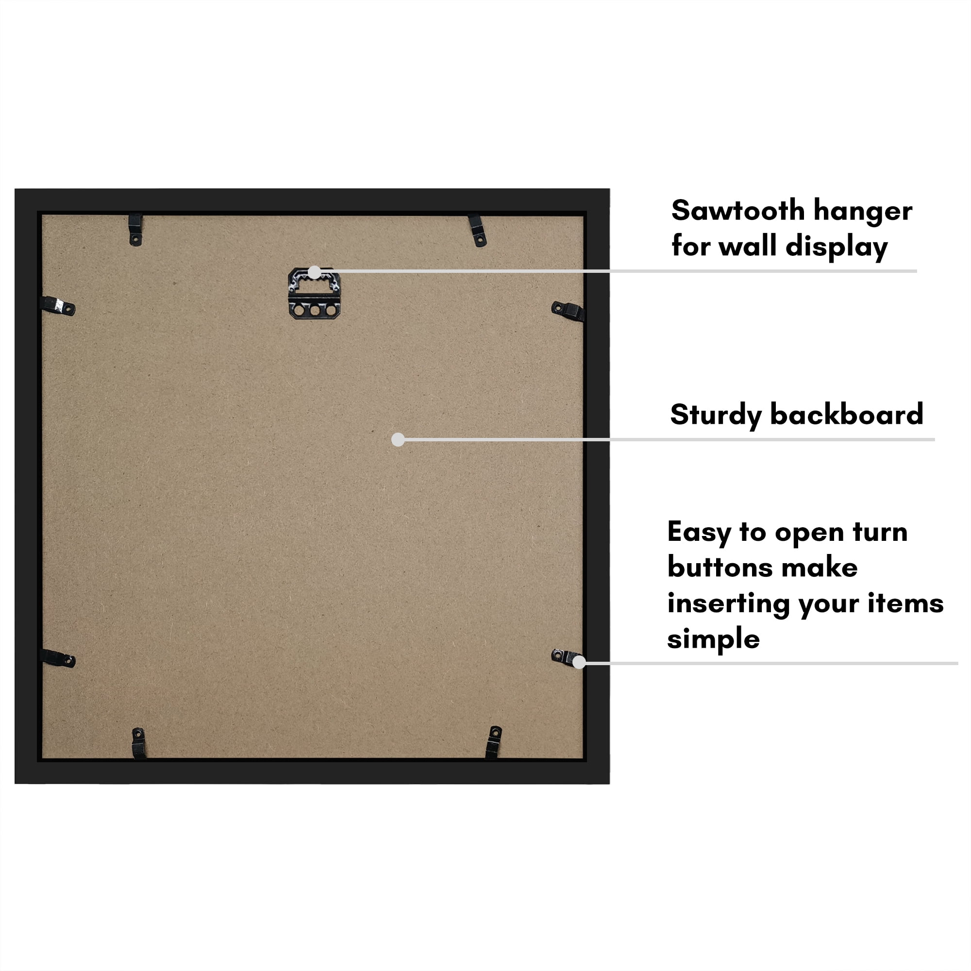 Americanflat 11" x 11"Shadow Box Frame with Shatter-Resistant Glass - Large Shadow Box Display Case for Tabletop and Wall Display - Black