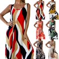 thumbnail image 3 of WILLBEST Robes de Club pour Femmes 2024 Robe Longue Sans Manches à Col Rond Imprimé Feuilles, 3 of 7