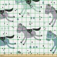 thumbnail image 2 of Animal Fabric by the Yard, Little Horses Galloping Running Random Dots Stripes Drawing Cartoon Image, Upholstery Fabric for Dining Chairs Home Decor Accents, Grey Pink Cadet Blue by Ambesonne, 2 of 5