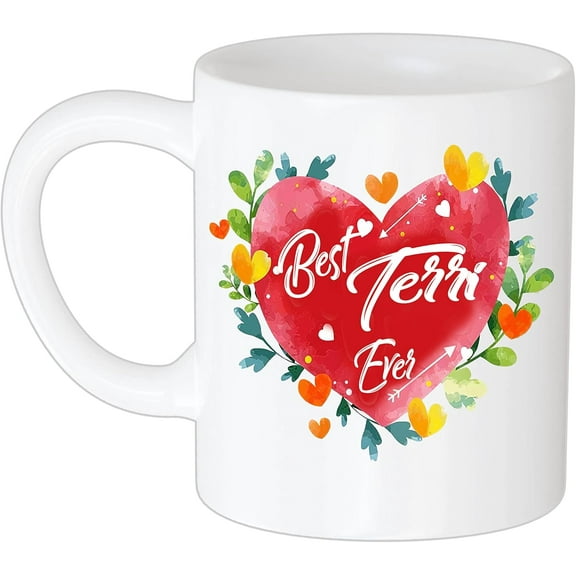 Coffee Mug Terri Ever Personalized Name Mug for Women & Girls Custom Name Coffee Mug Name Coffee Cup Floral Design Personalized Gift for Her Mug with Name 11oz White Mug 144419
