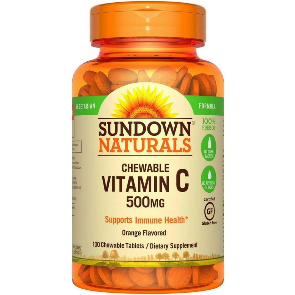 3 Pack Sundown Vitamin C 500 mg Chewable Tablets With Natural Rose Hips 100 Tablets Walmart