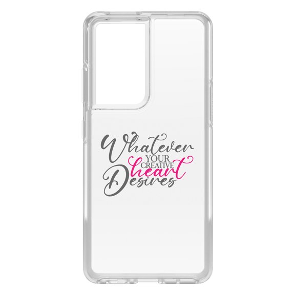 DistinctInk Clear Shockproof Hybrid Case for Galaxy S21 ULTRA 5G (6.8" Screen) - TPU Bumper Acrylic Back Tempered Glass Screen Protector - Whatever Your Creative Heart Desires