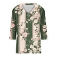 thumbnail image 6 of DeHolifer Women's T-Shirts V-Neck 3/4 Sleeve Floral Printed Dressy Tunic Tops Casual Loose T-Shirts Black L, 6 of 7