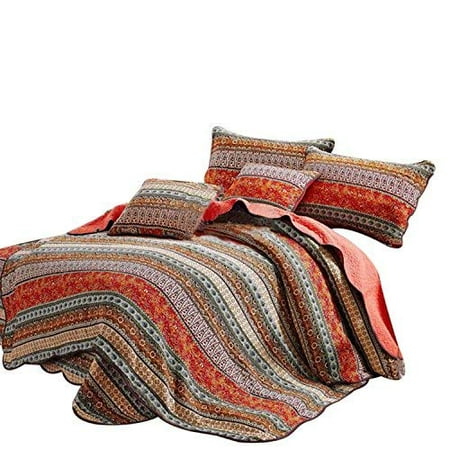 Best Striped Classical Cotton 3 Piece Patchwork Bedspread Quilt