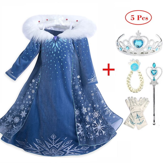 Vestido de princesa para niñas, disfraz de Elsa, Reina de la nieve, campana, ropa de Halloween, vestidos de fiesta de cumpleaños para niños con conjunto de corona, 2023 Fivean unisex