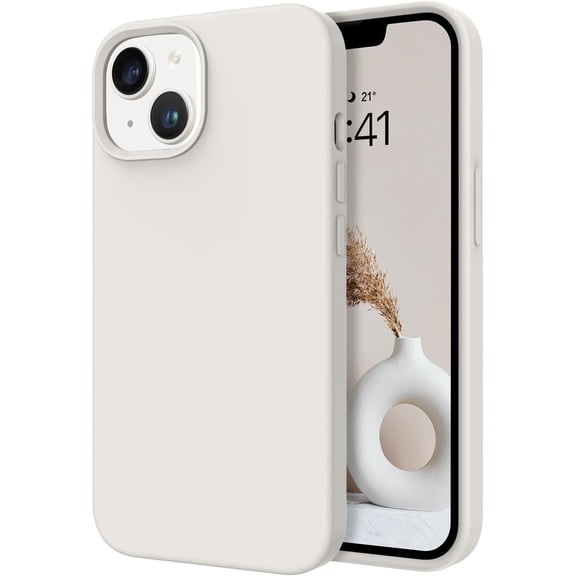 Compatible with iPhone 14 Case, Liquid Silicone Soft Gel Rubber iPhone 14 Phone Case Slim Thin Phone Case with Microfiber Lining Protective Phone Cases for 6.1 inch iPhone 14, Stone White