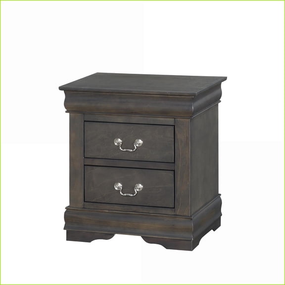 Dark Grey 2-Drawer Nightstand for Bedroom Storage