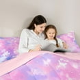 thumbnail image 5 of Homewish Watercolor Splatter Ink Queen Comforter Set,Ink Painting Bedding Sets,Pink Purple Ombre Bedding Comforter Set For Girls Kids,Super Cozy Room Decor Reversible,3-Piece, 5 of 8