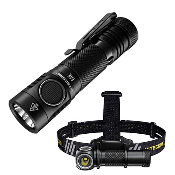Combo: NITECORE E4K Compact EDC Flashlight - 4400 Lumens -1x NITECORE 21700 Battery Included  w/Nitecore UT32 Dual Emitter Headlamp -1100 Lumens